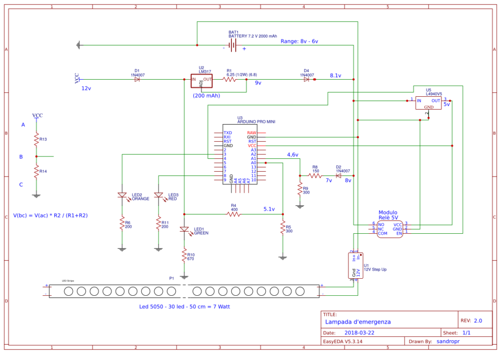 Schema lampada d'emergenza