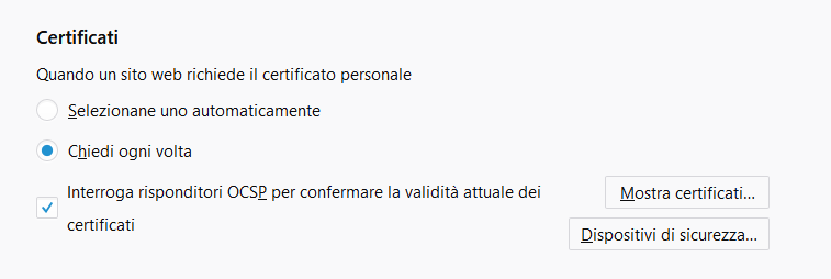 Certificati su Firefox ESR